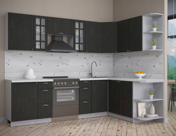 Изображение товара Кухонный гарнитур Интерлиния Берес 1.7x2.7 правая (дуб английский/бискайская сосна)