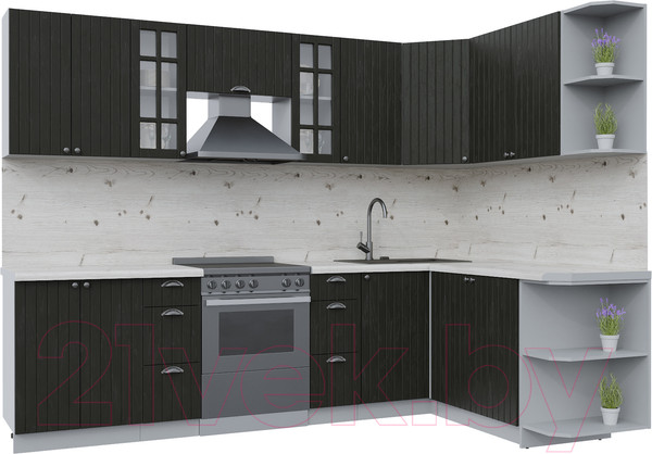 Изображение товара Кухонный гарнитур Интерлиния Берес 1.7x2.8 правая (дуб английский/бискайская сосна)