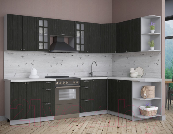 Изображение товара Кухонный гарнитур Интерлиния Берес 1.7x2.8 правая (дуб английский/бискайская сосна)