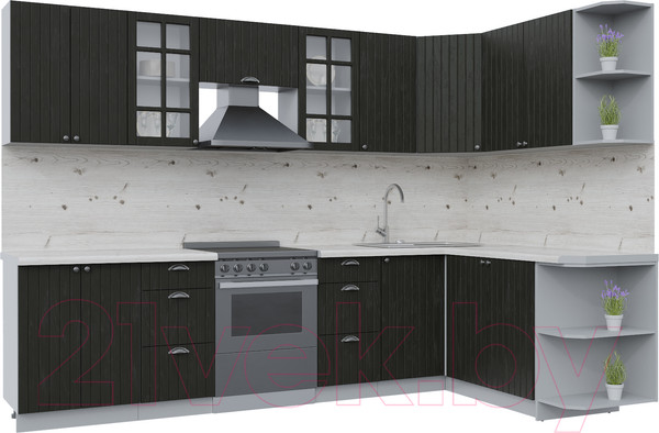 Изображение товара Кухонный гарнитур Интерлиния Берес 1.7x3.0 правая (дуб английский/бискайская сосна)