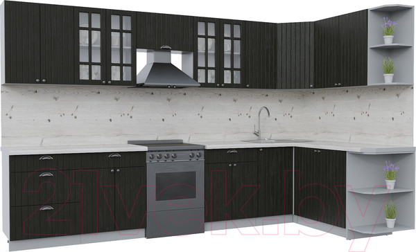 Изображение товара Кухонный гарнитур Интерлиния Берес 1.7x3.4 правая (дуб английский/бискайская сосна)