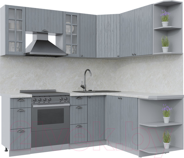 Изображение товара Кухонный гарнитур Интерлиния Берес 1.7x2.1 правая (дуб серый/опал светлый)