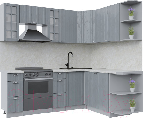 Изображение товара Кухонный гарнитур Интерлиния Берес 1.7x2.2 правая (дуб серый/опал светлый)