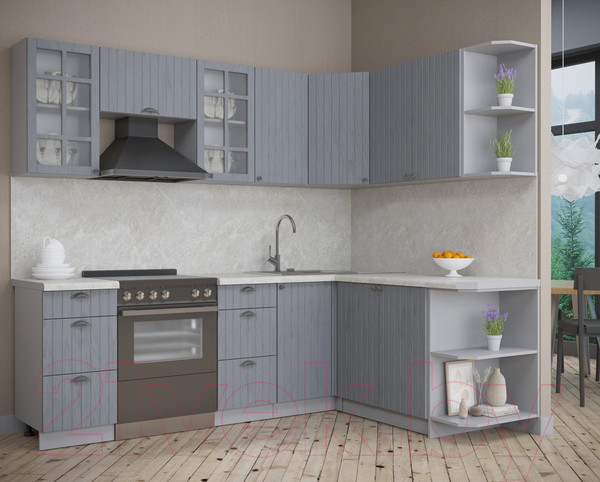 Изображение товара Кухонный гарнитур Интерлиния Берес 1.7x2.4 правая (дуб серый/опал светлый)