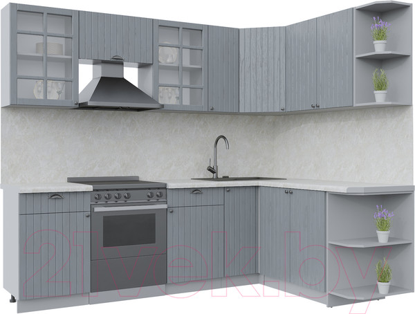 Изображение товара Кухонный гарнитур Интерлиния Берес 1.7x2.5 правая (дуб серый/опал светлый)