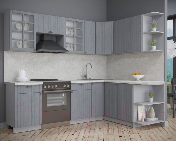 Изображение товара Кухонный гарнитур Интерлиния Берес 1.7x2.5 правая (дуб серый/опал светлый)