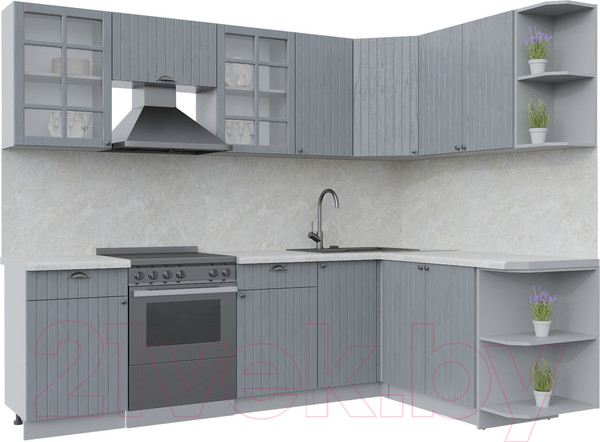 Изображение товара Кухонный гарнитур Интерлиния Берес 1.7x2.6 правая (дуб серый/опал светлый)