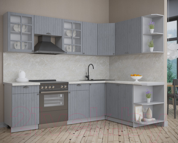 Изображение товара Кухонный гарнитур Интерлиния Берес 1.7x2.6 правая (дуб серый/опал светлый)