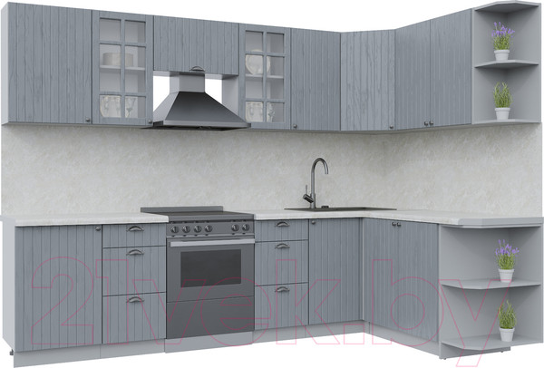 Изображение товара Кухонный гарнитур Интерлиния Берес 1.7x2.9 правая (дуб серый/опал светлый)