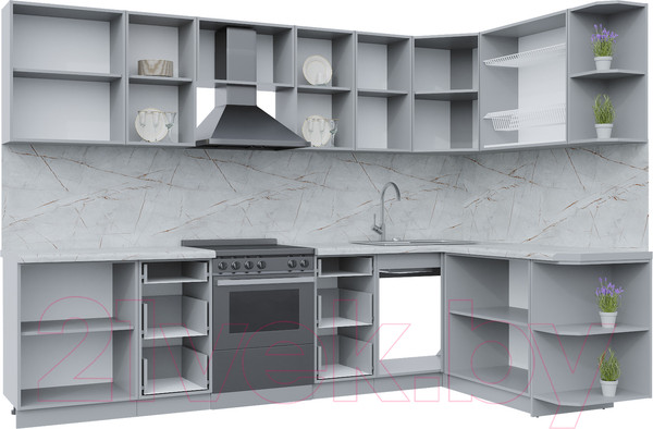 Изображение товара Кухонный гарнитур Интерлиния Берес 1.7x3.0 правая (дуб серый/опал светлый)