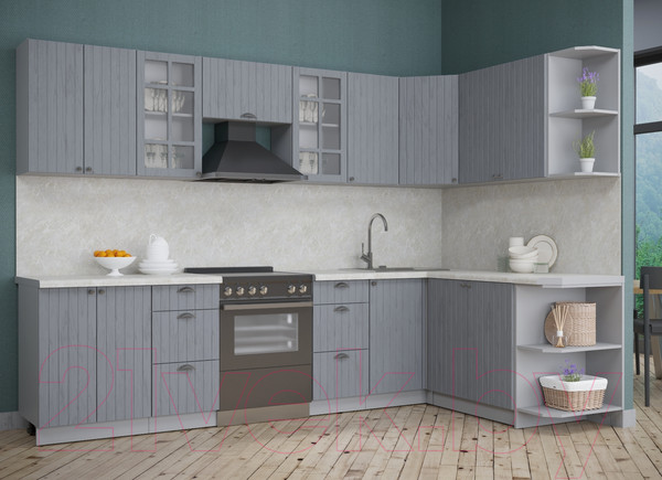 Изображение товара Кухонный гарнитур Интерлиния Берес 1.7x3.0 правая (дуб серый/опал светлый)