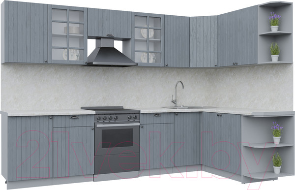 Изображение товара Кухонный гарнитур Интерлиния Берес 1.7x3.1 правая (дуб серый/опал светлый)