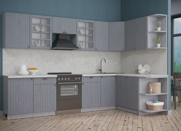 Изображение товара Кухонный гарнитур Интерлиния Берес 1.7x3.1 правая (дуб серый/опал светлый)