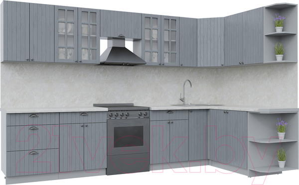 Изображение товара Кухонный гарнитур Интерлиния Берес 1.7x3.3 правая (дуб серый/опал светлый)