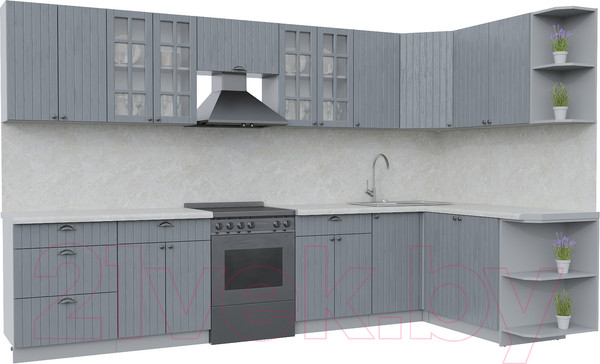 Изображение товара Кухонный гарнитур Интерлиния Берес 1.7x3.4 правая (дуб серый/опал светлый)