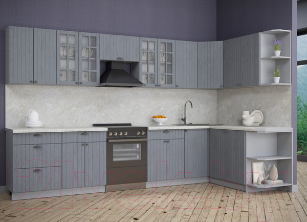 Изображение товара Кухонный гарнитур Интерлиния Берес 1.7x3.4 правая (дуб серый/опал светлый)