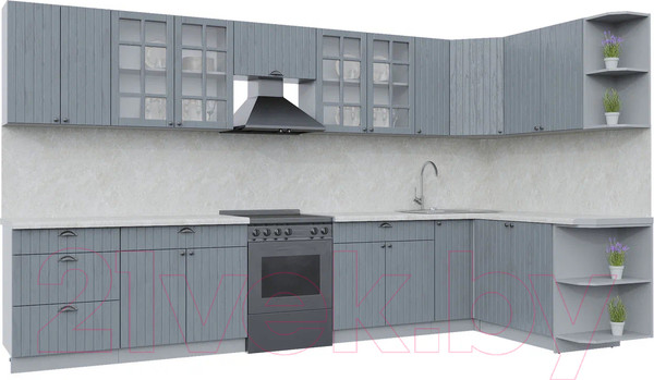Изображение товара Кухонный гарнитур Интерлиния Берес 1.7x3.7 правая (дуб серый/опал светлый)