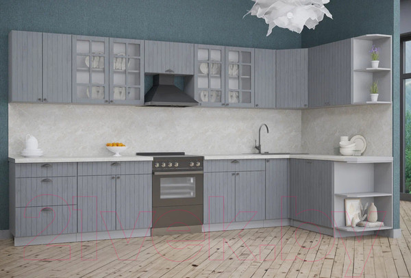 Изображение товара Кухонный гарнитур Интерлиния Берес 1.7x3.7 правая (дуб серый/опал светлый)