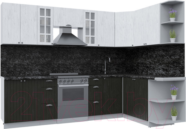 Изображение товара Кухонный гарнитур Интерлиния Берес 1.7x2.8 правая (дуб английский/дуб полярный/кастилло темный)