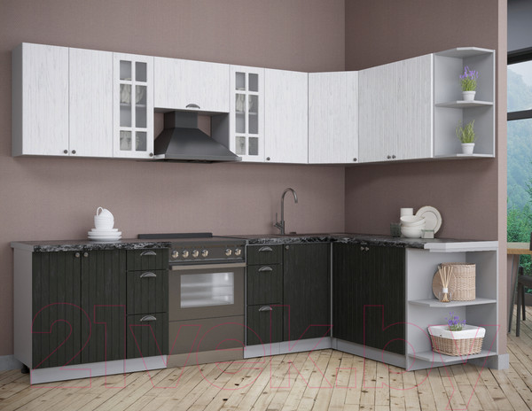 Изображение товара Кухонный гарнитур Интерлиния Берес 1.7x2.8 правая (дуб английский/дуб полярный/кастилло темный)