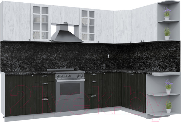 Изображение товара Кухонный гарнитур Интерлиния Берес 1.7x2.9 правая (дуб английский/дуб полярный/кастилло темный)