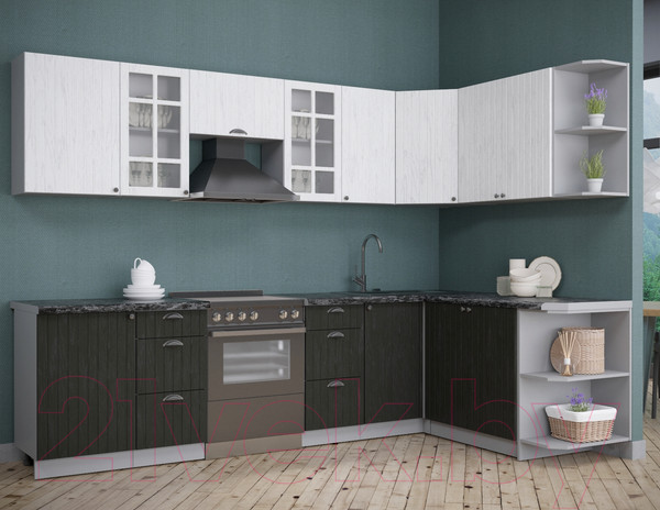 Изображение товара Кухонный гарнитур Интерлиния Берес 1.7x2.9 правая (дуб английский/дуб полярный/кастилло темный)