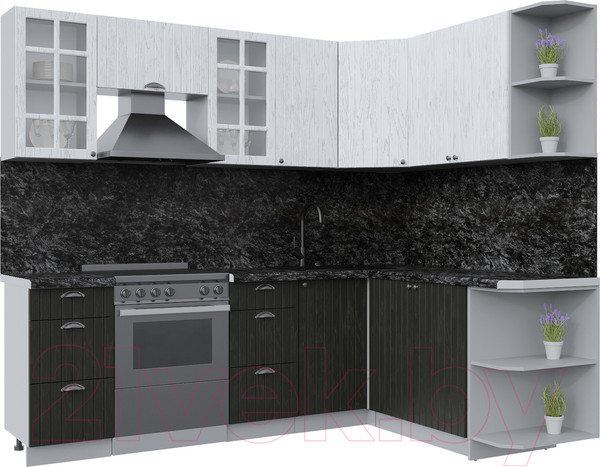 Изображение товара Кухонный гарнитур Интерлиния Берес 1.7x2.4 правая (дуб английский/дуб полярный/кастилло темный)