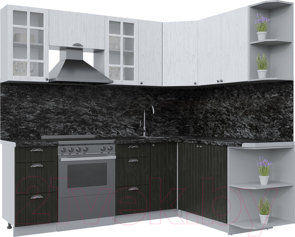 Изображение товара Кухонный гарнитур Интерлиния Берес 1.7x2.3 правая (дуб английский/дуб полярный/кастилло темный)