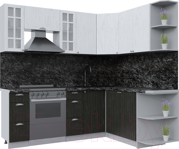 Изображение товара Кухонный гарнитур Интерлиния Берес 1.7x2.2 правая (дуб английский/дуб полярный/кастилло темный)