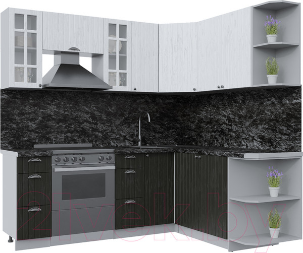 Изображение товара Кухонный гарнитур Интерлиния Берес 1.7x2.1 правая (дуб английский/дуб полярный/кастилло темный)