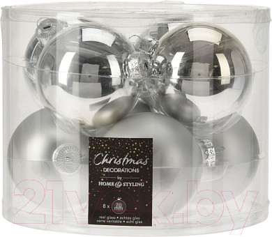 Изображение товара Набор шаров новогодних Koopman ABR702010 (8шт, серебристый)