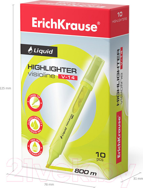 Изображение товара Текстовыделитель Erich Krause Liquid Visioline V-14 Neon / 56027