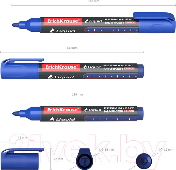 Изображение товара Маркер перманентный Erich Krause Liquid LP-600 / 48770 (синий)