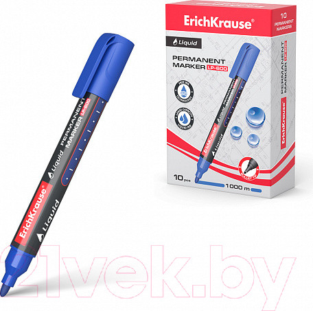 Изображение товара Маркер перманентный Erich Krause Liquid LP-600 / 48770 (синий)