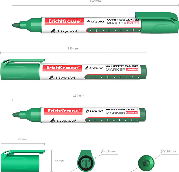 Изображение товара Маркер для доски Erich Krause Liquid LW-600 / 56096 (зеленый)
