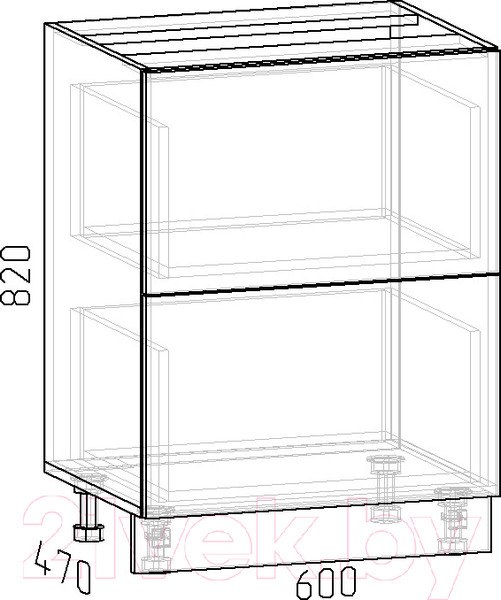 Изображение товара Шкаф-стол кухонный Интермебель Микс Топ ШСР 850-11-600 без столешницы (графит серый)