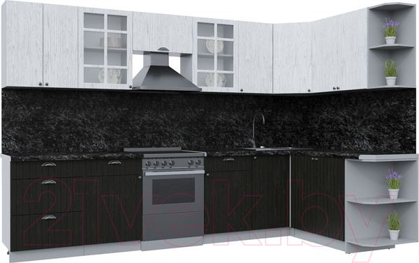 Изображение товара Кухонный гарнитур Интерлиния Берес 1.7x3.2 правая (дуб английский/дуб полярный/кастилло темный)