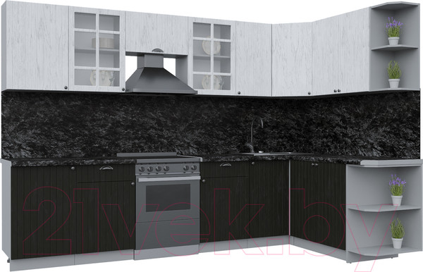 Изображение товара Кухонный гарнитур Интерлиния Берес 1.7x3.1 правая (дуб английский/дуб полярный/кастилло темный)