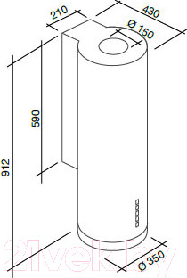 Изображение товара Вытяжка коробчатая Falmec Polar White Parete Wall 35 Cono Bianco / CPWN90.E0P2/ZZZB491F
