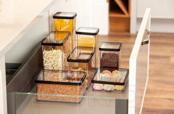 Изображение товара Емкость для хранения Rotho Loft Premium / 1160608080 (прозрачный/черный)