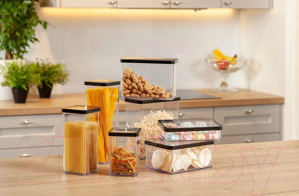 Изображение товара Емкость для хранения Rotho Loft Premium / 1160608080 (прозрачный/черный)