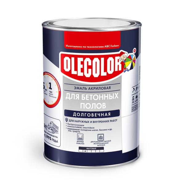 Изображение товара Эмаль Olecolor Для бетонных полов (800г, серый)