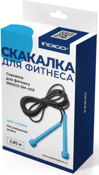 Изображение товара Скакалка Indigo Sport SM-405 (голубой/черный)