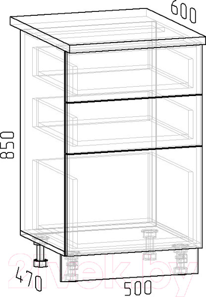 Изображение товара Шкаф-стол кухонный Интермебель Микс Топ ШСР 850-14-500 (дуб крафт золотой/венато)