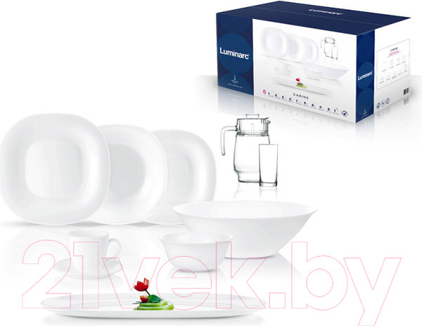Изображение товара Набор столовой посуды Luminarc Carine White N4781 (46пр)