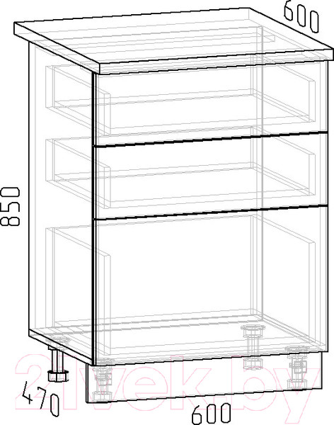 Изображение товара Шкаф-стол кухонный Интермебель Микс Топ ШСР 850-14-600 (графит серый/венато)
