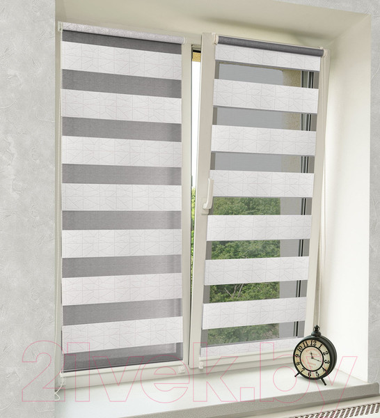 Изображение товара Рулонная штора Delfa Сантайм День-Ночь Роко МКД DN-43051 (34x160, светло-серый)