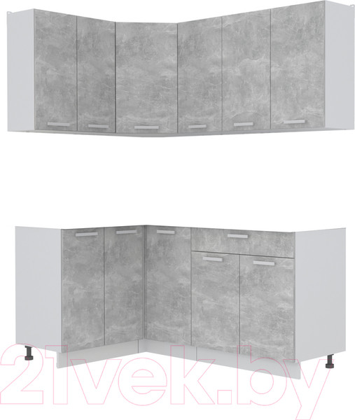 Изображение товара Кухонный гарнитур Интерлиния Мила Лайт 1.2x1.8 без столешницы (бетон)