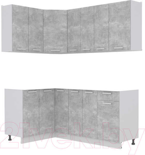 Изображение товара Кухонный гарнитур Интерлиния Мила Лайт 1.2x1.9 без столешницы (бетон)