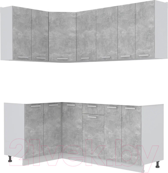 Изображение товара Кухонный гарнитур Интерлиния Мила Лайт 1.2x2.0 без столешницы (бетон)